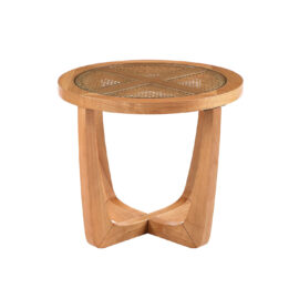 Rattan and Glass Side Table